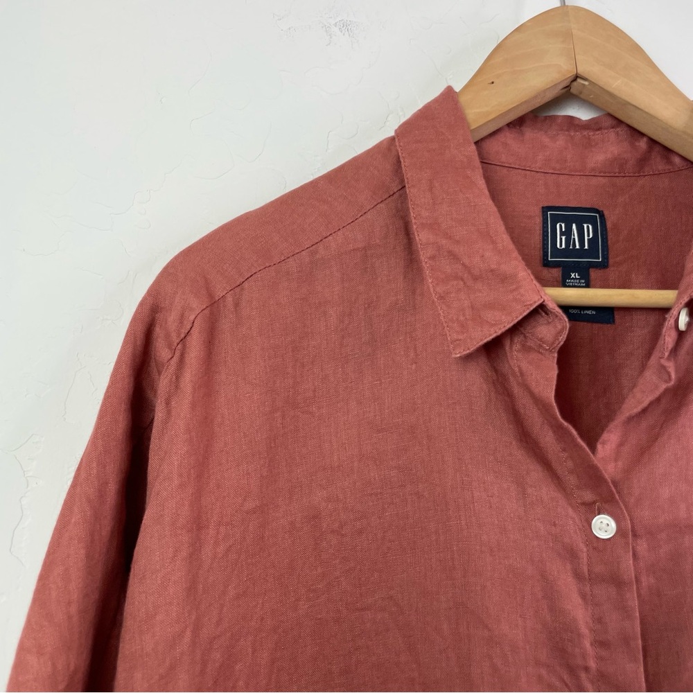 Gap Short Sleeve Dolman Linen Shirt Women’s Collared Boxy Button Front Top in XL - Picture 4 of 15